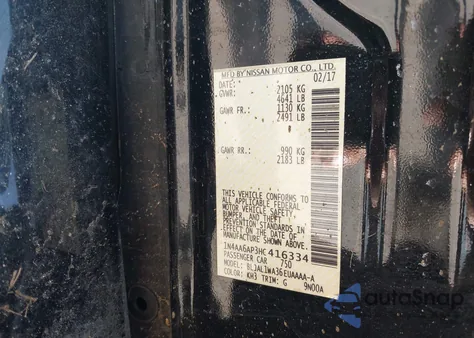 2017 Nissan Maxima 3.5 Sr from USA, damaged, VIN 1N4AA6AP3HC416334